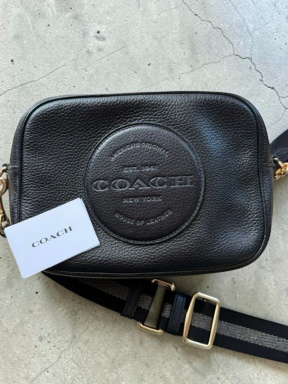 Coach Dempsey Camera Bag C2828 Black Pebbled Leather Crossbody